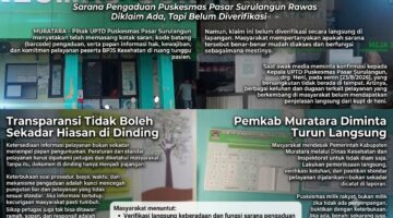 DIDUGA BELUM BERFUNGSI: Sarana Pengaduan Puskesmas Pasar Surulangun Rawas Diklaim Ada Tapi Belum Diverifikasi